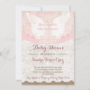 Angel Baby shower rose Invitation pour Latina Lady