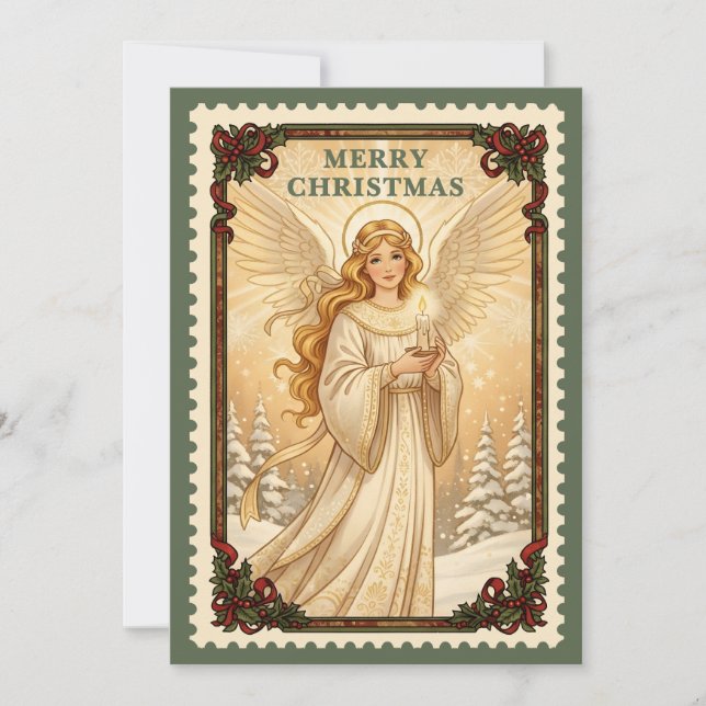 Angel | Carte de Noël Retro Postage (Devant)