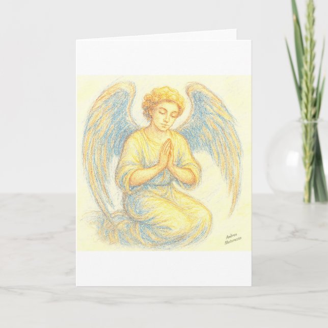 Angel dans la prière Carte de vacances plat (Devant)