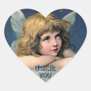 Angel de repos vintage - Merci - Stickers Coeur