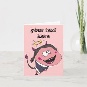 Angel Devil Girl Funny Cartes de voeux personnalis