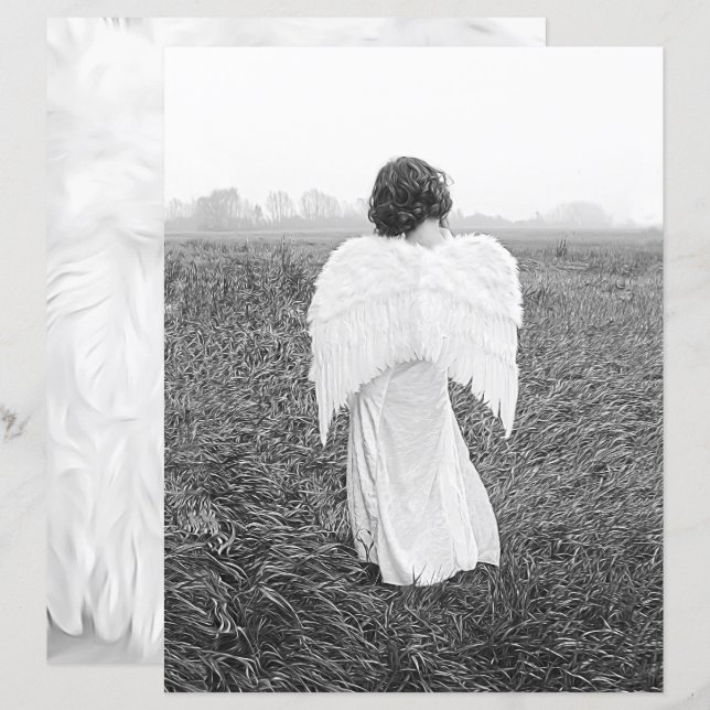 Angel Élégant Noir Et Blanc Photo Art (Devant / Derrière)
