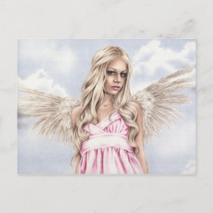 Angel en carte postale rose