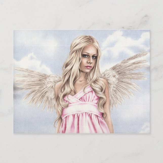 Angel en carte postale rose (Devant)