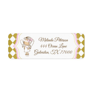 Angel Étiquette de adresse Gold & Pink