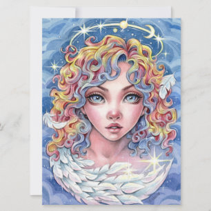 Angel Eyes Imaginaire Girl Wings Stars Art Card