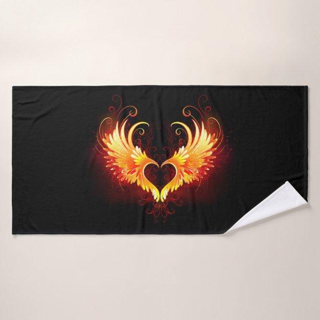 Angel Fire Heart with Wings (Serviette de bain)