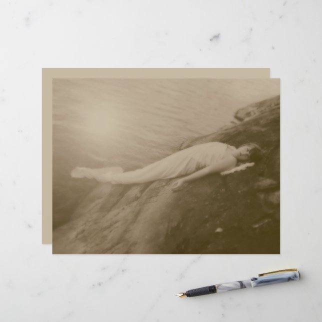 Angel Girl Vintage Sepia Antique Art Decoupag (Devant/Arrière en situation)