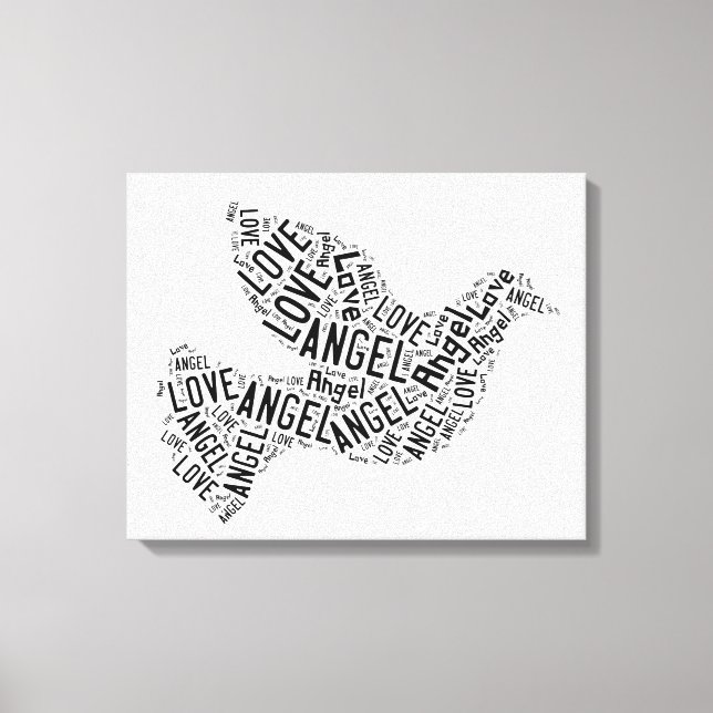 Angel Love Dove, Noir sur toile blanche (Recto)