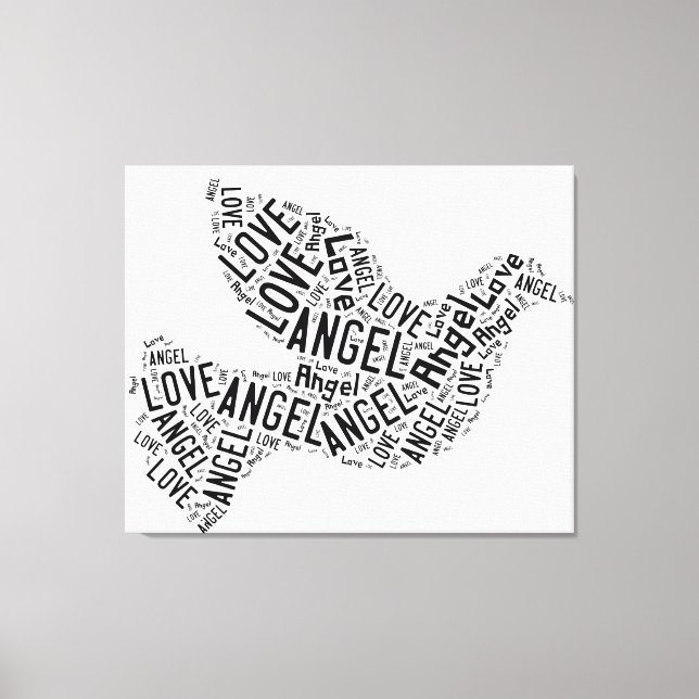 Angel Love Dove, Noir sur toile blanche (Recto)