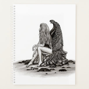 Angel, perdu dans la pensée, noir et blanc Design