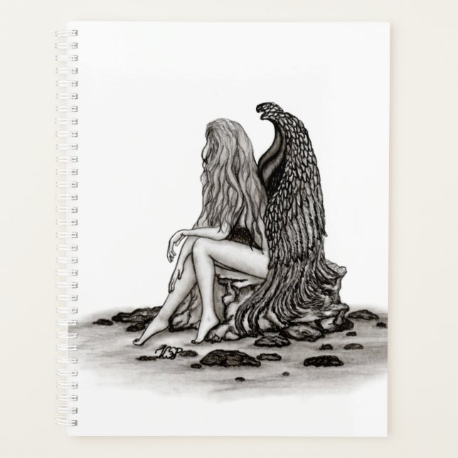Angel, perdu dans la pensée, noir et blanc Design (Devant)
