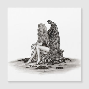 Angel, perdu dans la pensée, noir et blanc Design