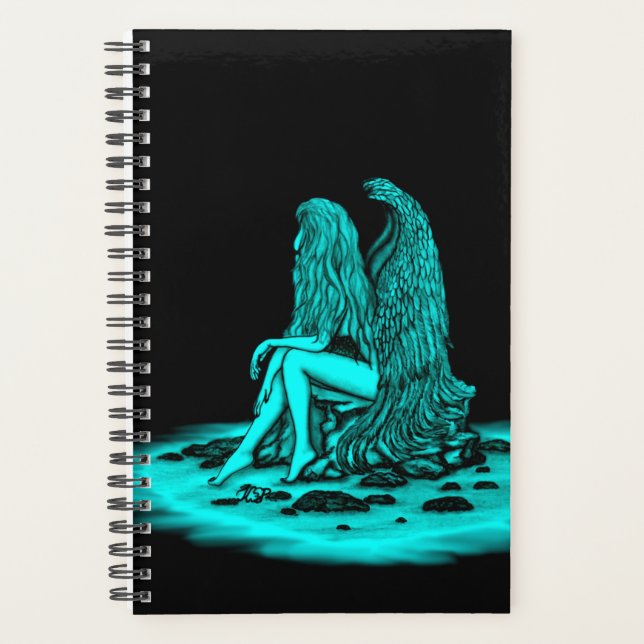 Angel, perdu dans la pensée, noir et vert Design (Devant)