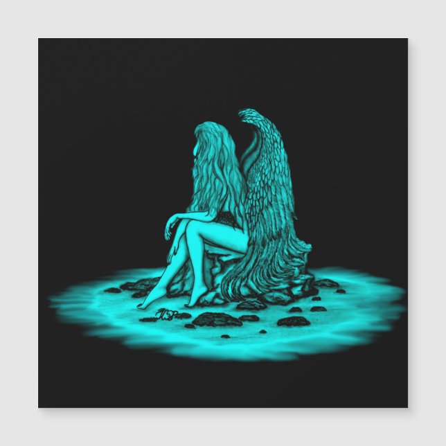 Angel, perdu dans la pensée, noir et vert Design (Devant)