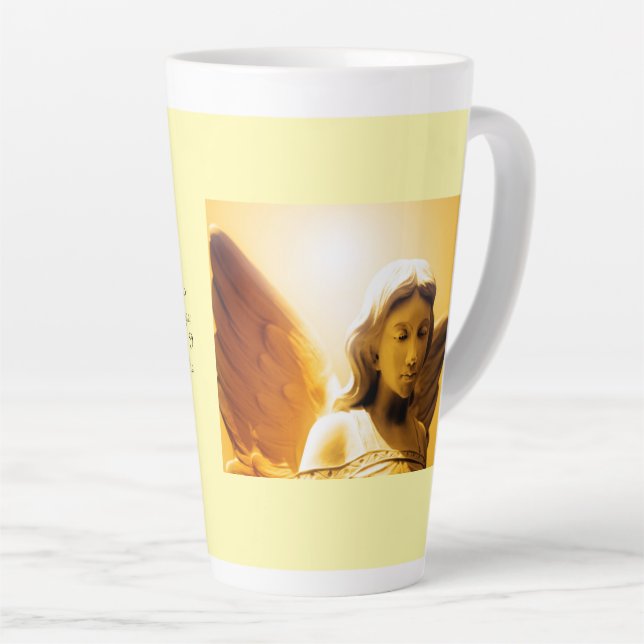 Angel Serenity Prayer Yellow Gold Orange Latte Mug (Angle droit)