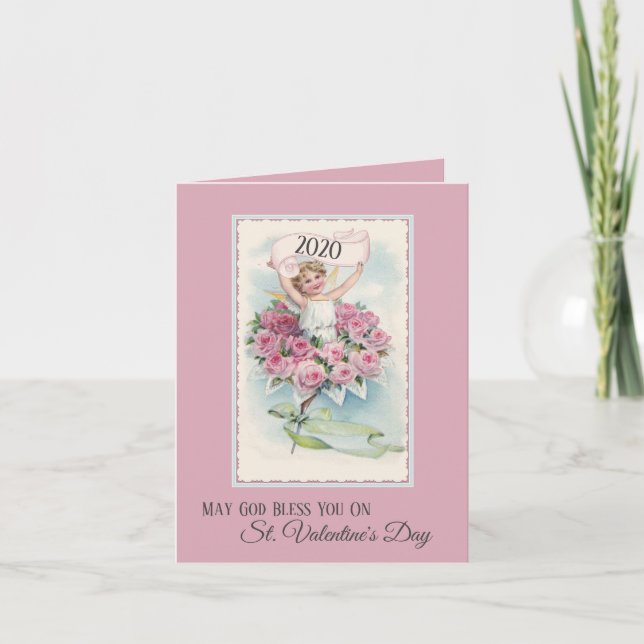 Angel vintage avec carte de jour Valentines Roses (Devant)