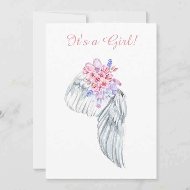 ~ Angel Wing Feathals Crystals Shower Invitation (Devant)