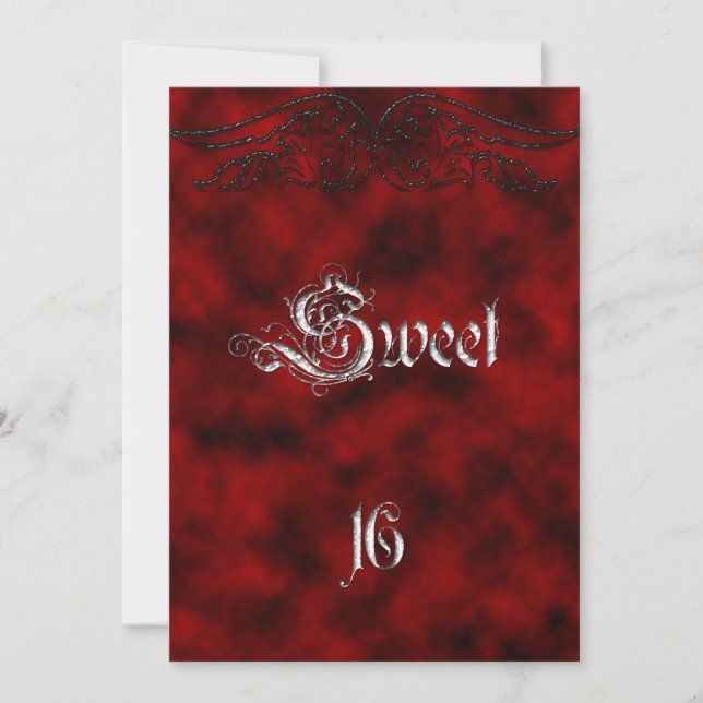 Angel Wing Sweet 16 Anniversaire Goth Invitation (Devant)