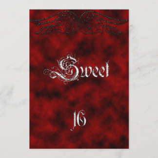 Angel Wing Sweet 16 Anniversaire Goth Invitation