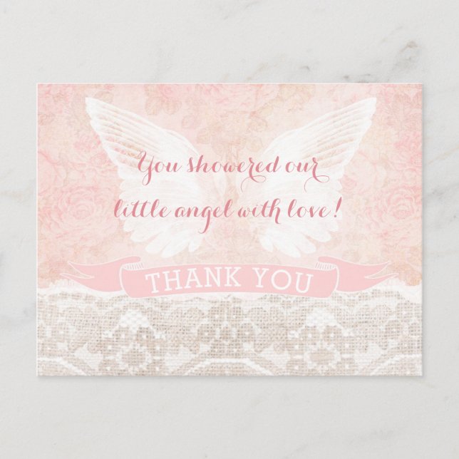 Angel Wings Carte de remerciements Baby shower de  (Devant)