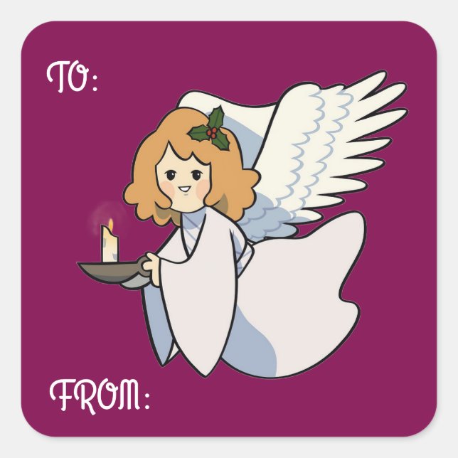 Angel With Candle Gift Sticker (Devant)