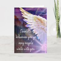 Angels Avec Vous Angel Nom Carte de voeux pliée