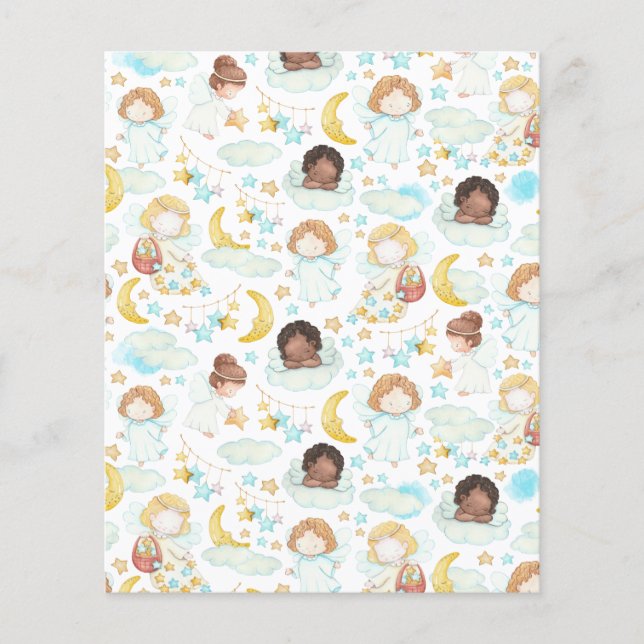 Anges adorables et étoiles Aquarelle Art (Devant)