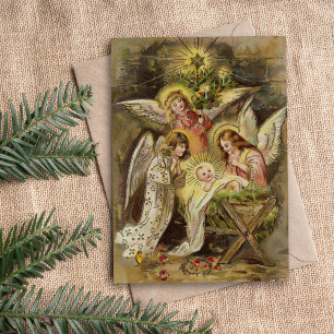 Anges avec Bébé Jésus   Noël vintage