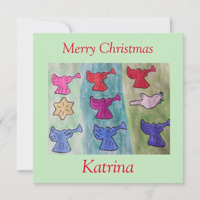 Anges avec trompettes Carte de Noël plat (Devant)