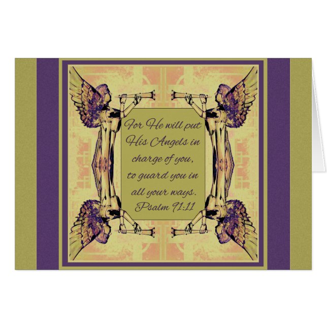 Anges chargés, carte de note Parakaleo or violet (Devant Horizontal)
