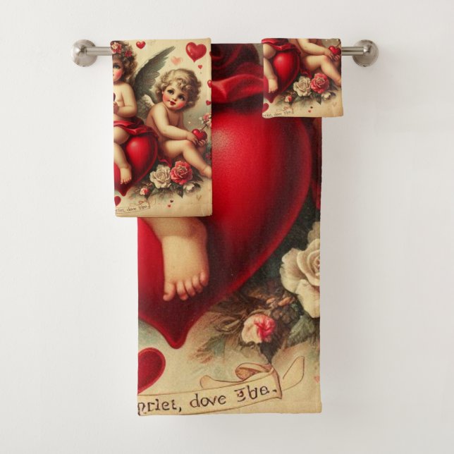 Anges Cherub Vintage et cœurs rouges  (En situation)