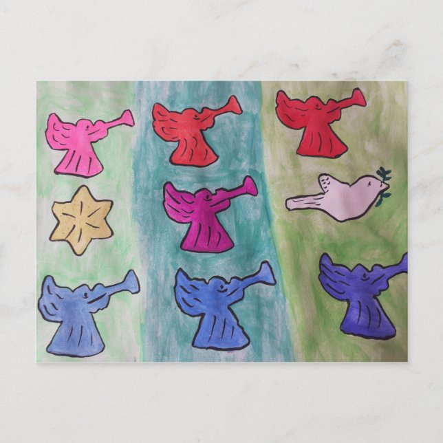 Anges de Noël avec trompettes Cartes postales (Devant)