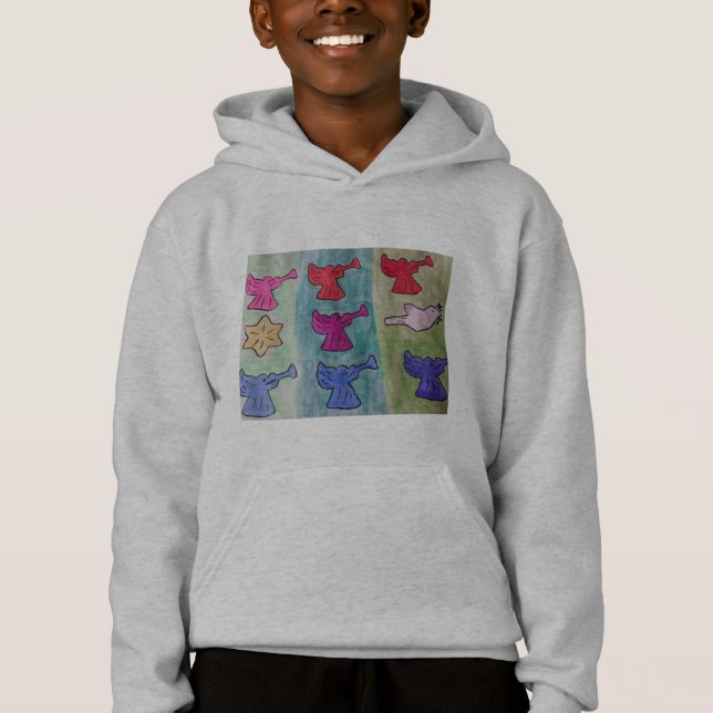 Anges de Noël avec trompettes Sweat - shirt à capu (Devant)