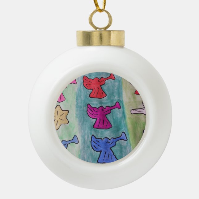 Anges de Noël Avec Trumpets Ornement (Devant)