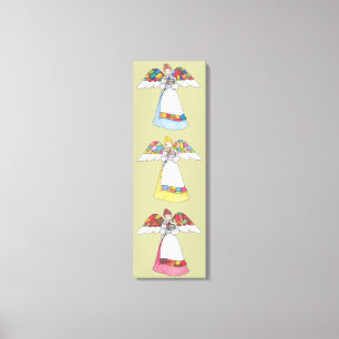 Anges patchwork Toile encadrée en 3 panneaux