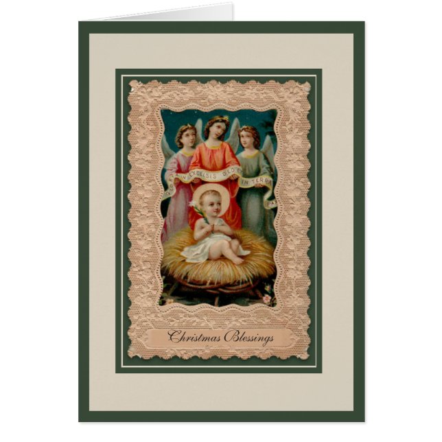 Anges religieux de Jésus bébé Écriture vintage (Devant)