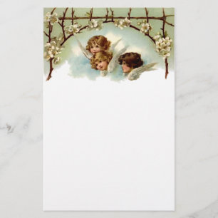 Anges vintages et papeterie de fleurs
