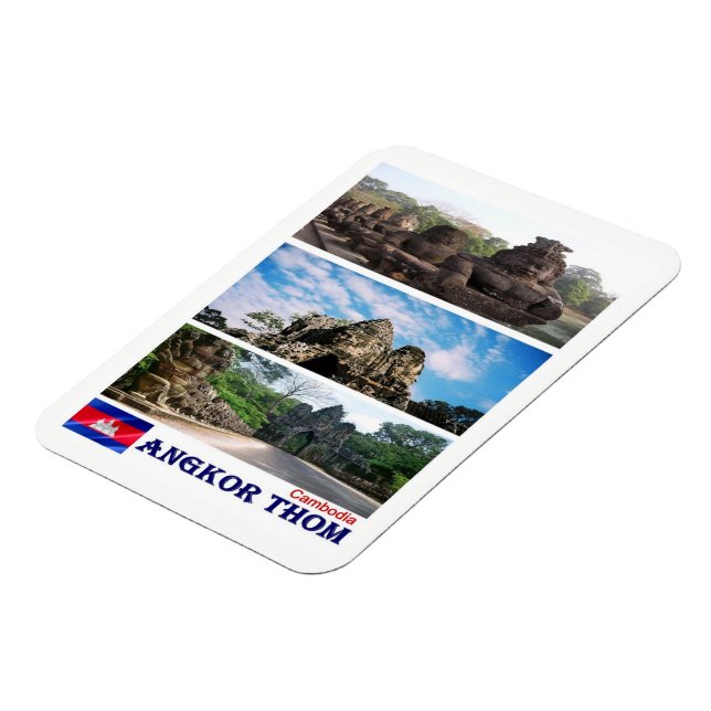 Angkor Thom - Cambodge - Mosaïque - Magnet (Côté Gauche)