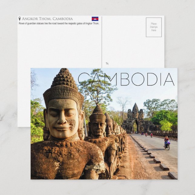Angkor Thom, carte postale de voyage au Cambodge (Devant / Derrière)