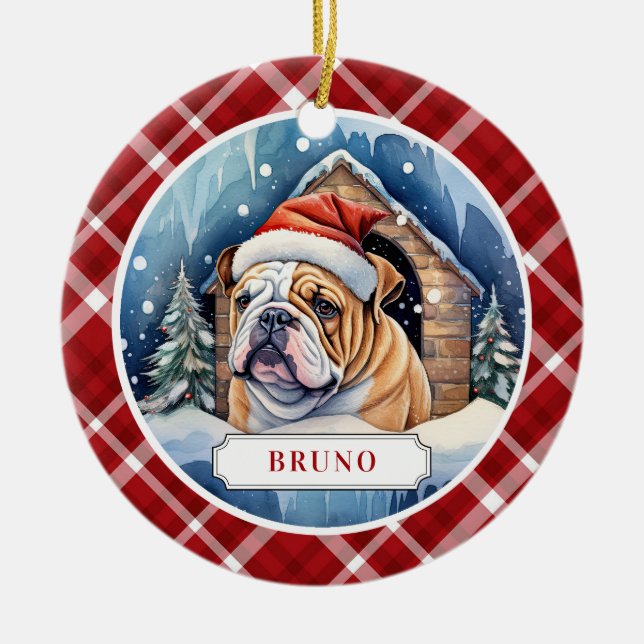 Anglais Bulldog Ceramic Circle Ornement (Devant)