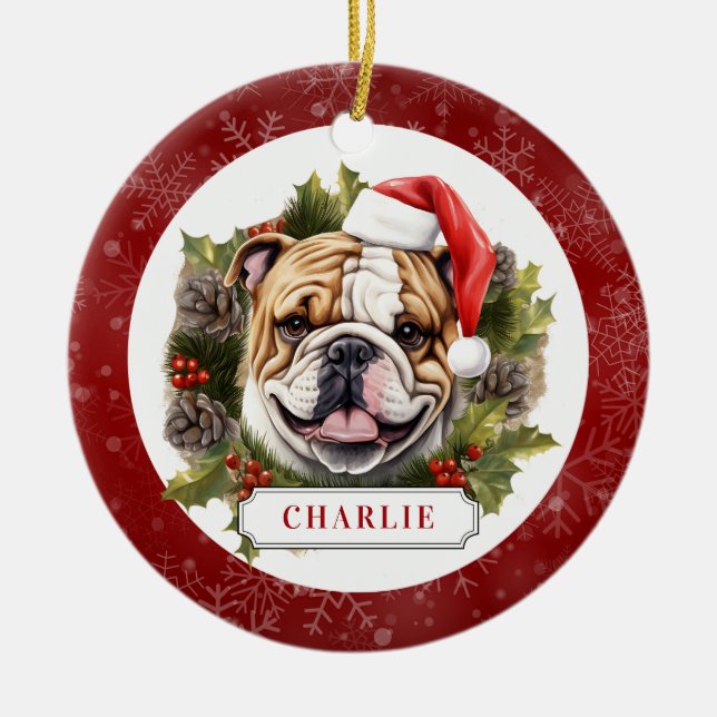 Anglais Bulldog Ceramic Circle Ornement (Devant)