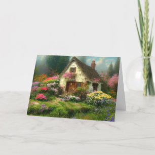 ANGLAIS COTTAGE BLANC GREETING CARTE