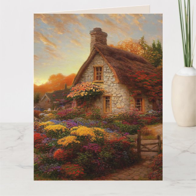 ANGLAIS COTTAGE JARDIN FLORAL ART CARTES D'ANNIVER (Devant)