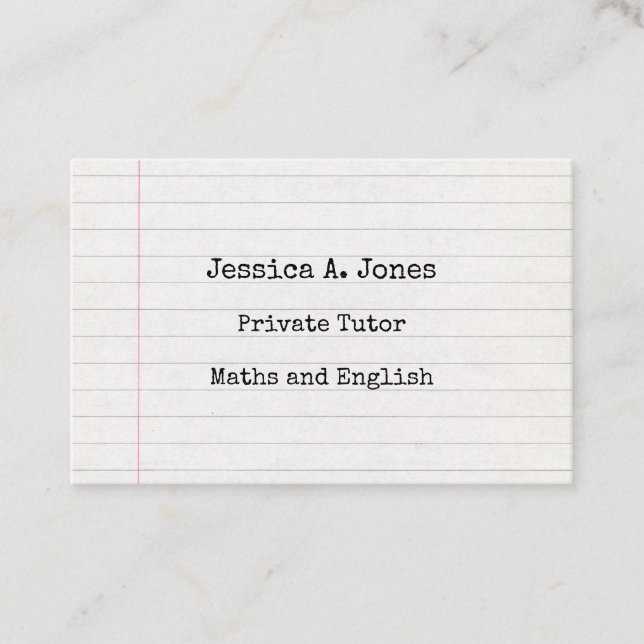Anglais/Math Tutor carte de visite (Devant)