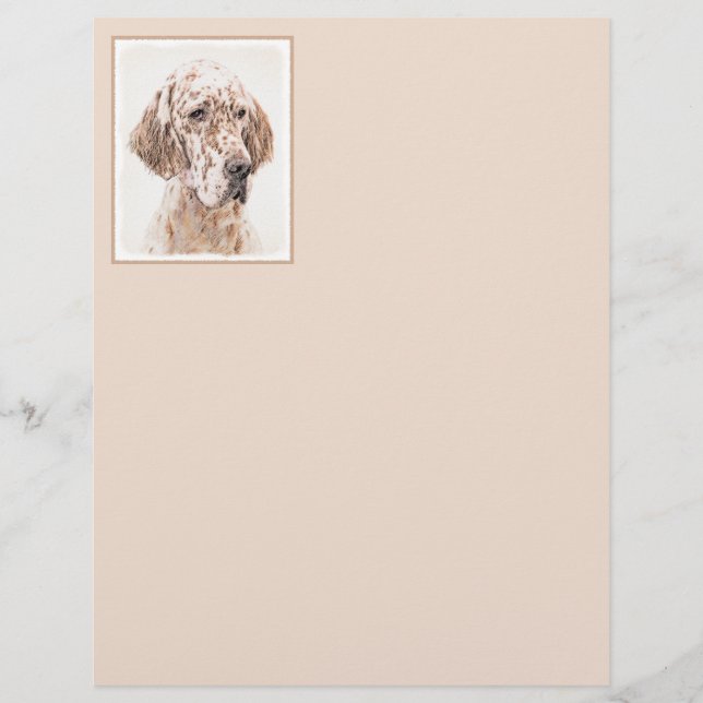 Anglais Setter Orange Belton Peinture Chien Art (Devant)