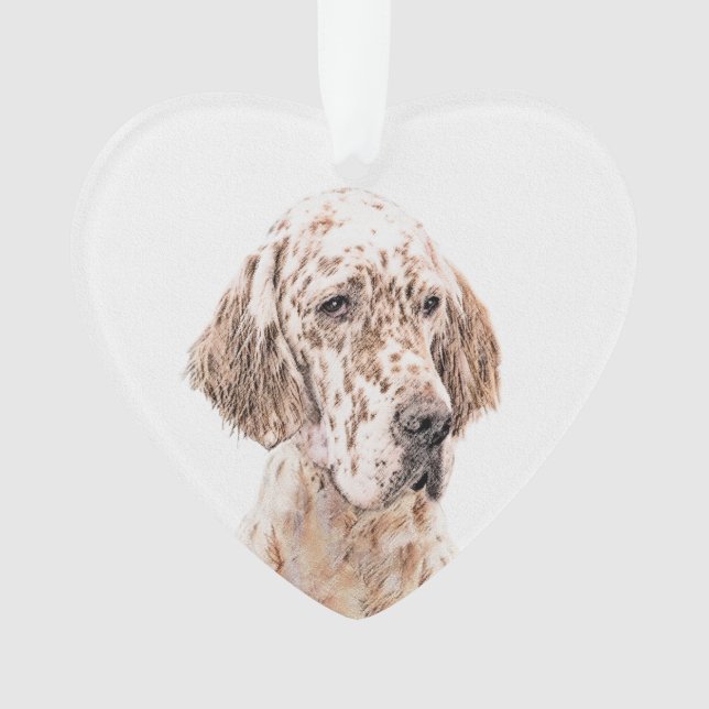 Anglais Setter Orange Belton Peinture Chien Art (devant)