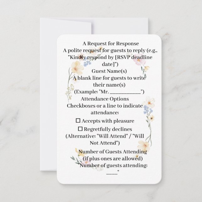 Angle arrondi Carte RSPV Aquarelles Floral (Devant)
