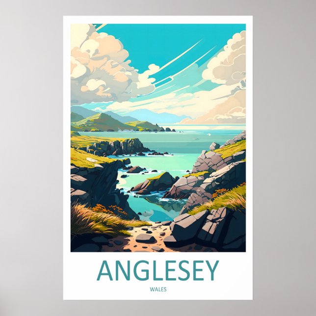 Anglesey Pays de Galles Affiche de voyage Vintage  (Devant)
