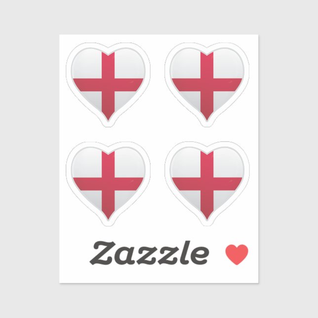 Angleterre amour drapeau orgueil autocollant coeur (Feuille)